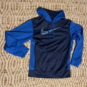 Nike Men's Blue and Black Drifit Hoodie